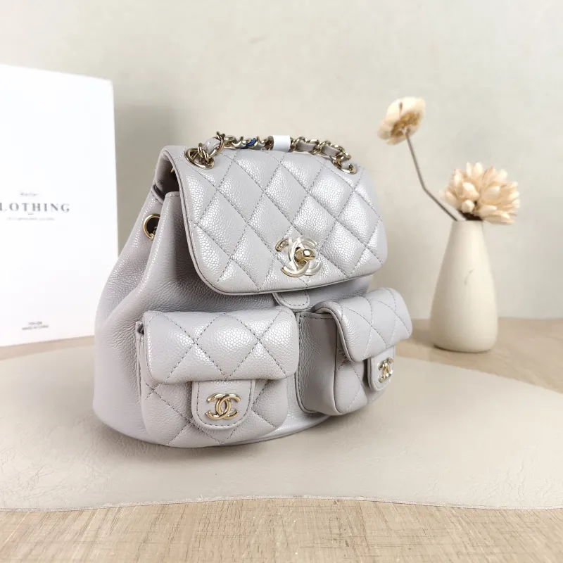 Chanel Backpack Duma Grey Grained Calfskin Small16.5 × 10 × 17.5 cm — cover view 5 of 6