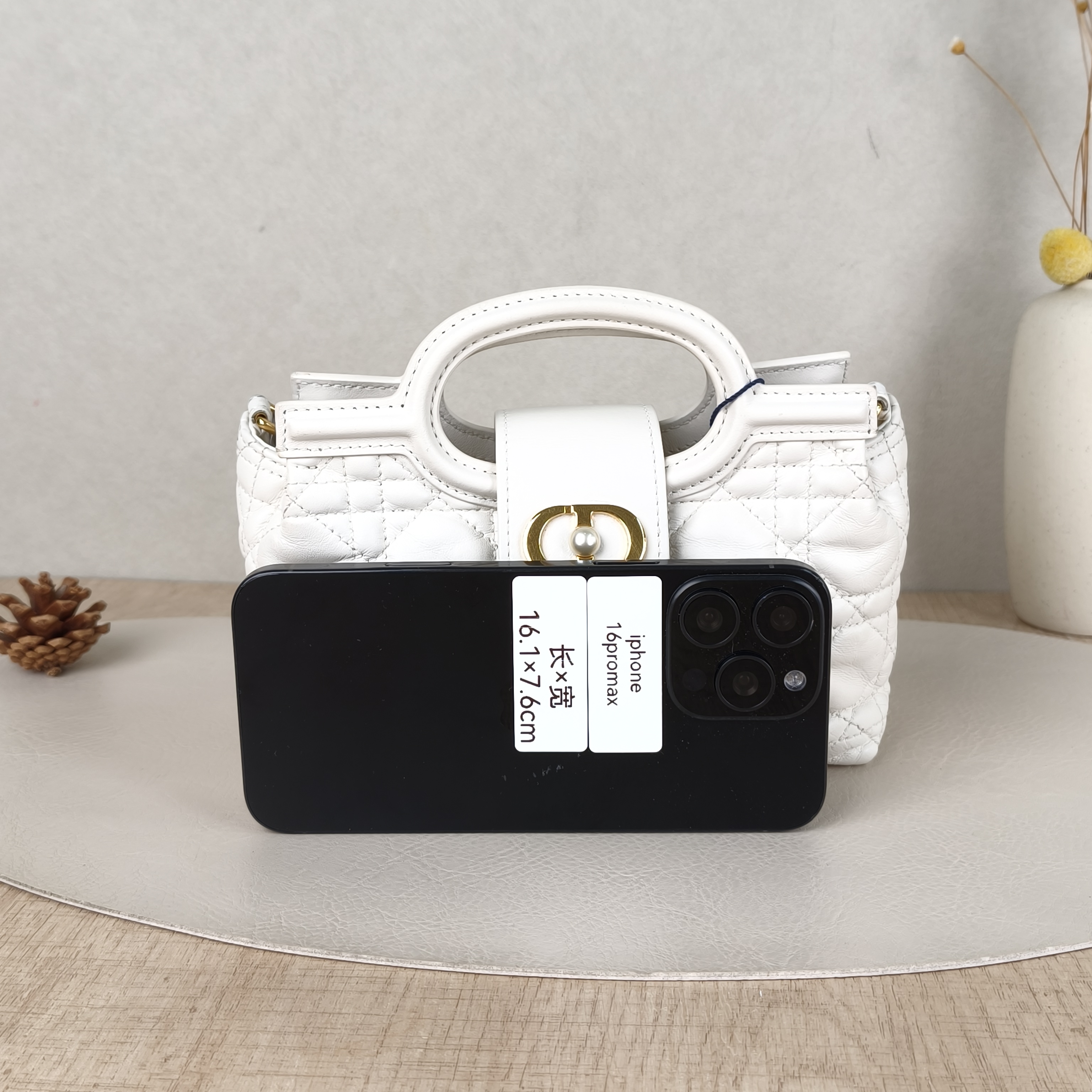 DIOR Crossbody Bag Jolie Top Handle Chain Bag White Lambskinmini18.5 × 8.5 × 13 cm — cover view 3 of 6