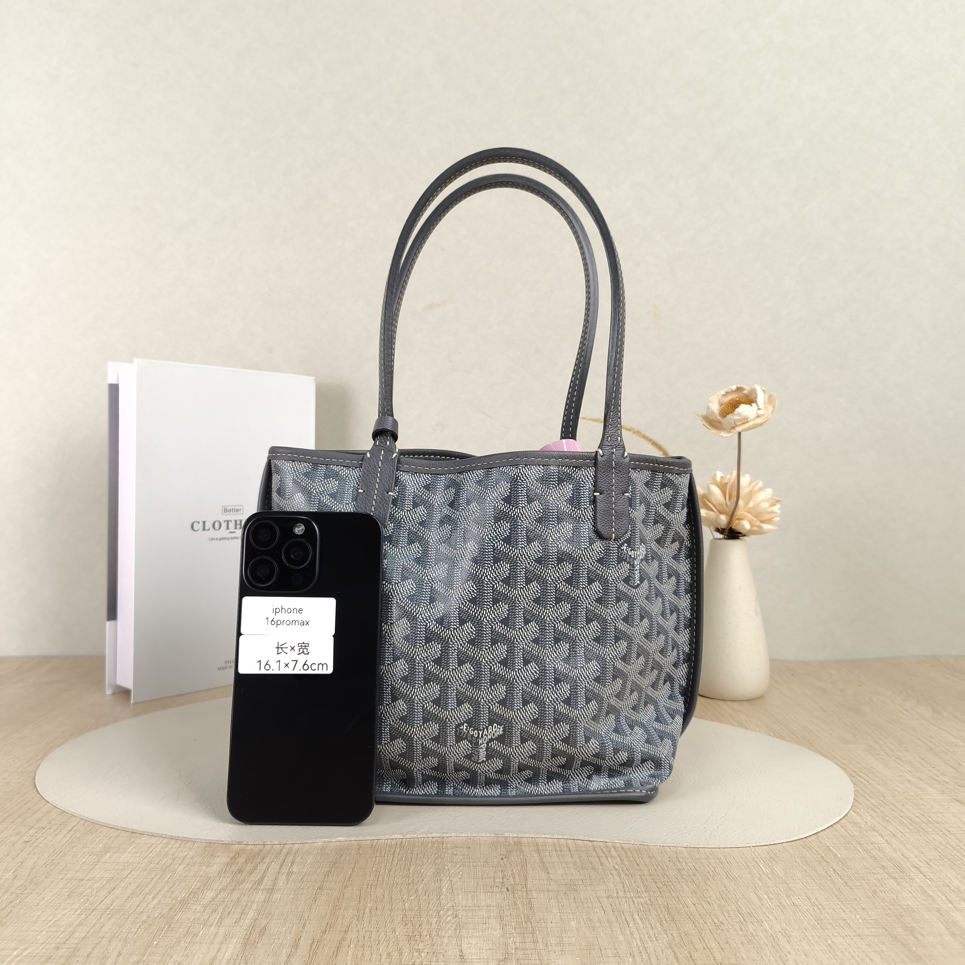 GOYARD Top Handle Bag ANJOU Shopping Tote Grey ine Canvasmini19.5 × 9 × 19.5 cm — cover view 3 of 5
