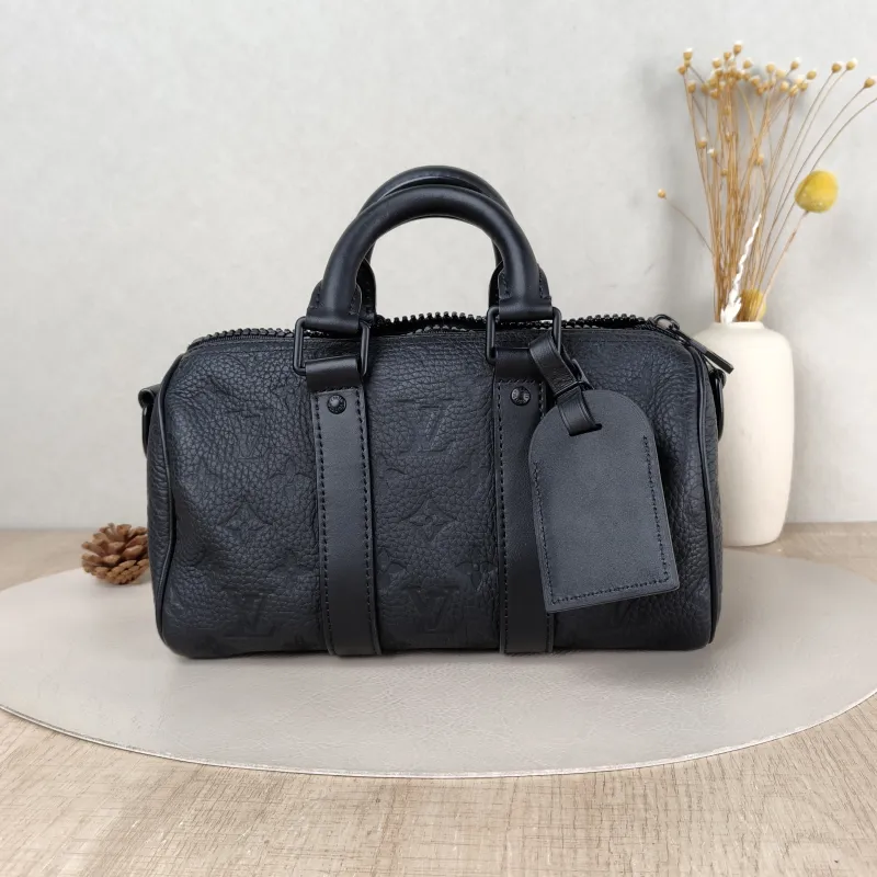 Louis Vuitton Crossbody Bag Keepall 25 Taurillon Monogram Embossed Calfskin Medium 25 × 11 × 15 cm