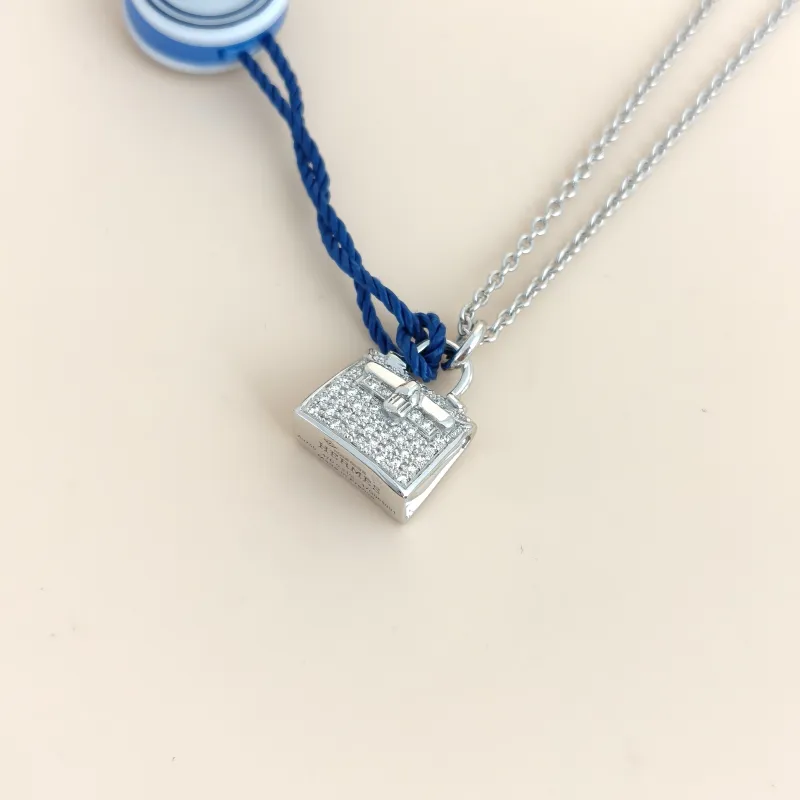 Hermès Necklace Amulettes Kelly Pavé Diamond Necklace White Gold18KW hite Gold Diamond One Size40cm — cover view 8 of 8