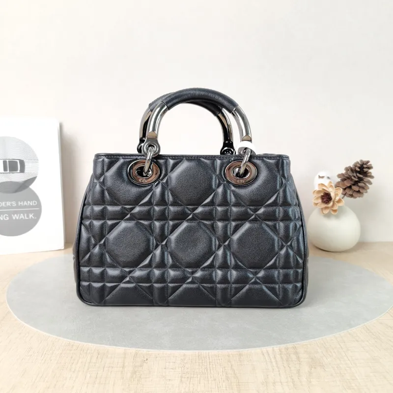 DIOR Top Handle Bag Lady 95.22 Black Calfskin Small25 × 10 × 16 cm — cover view 4 of 5
