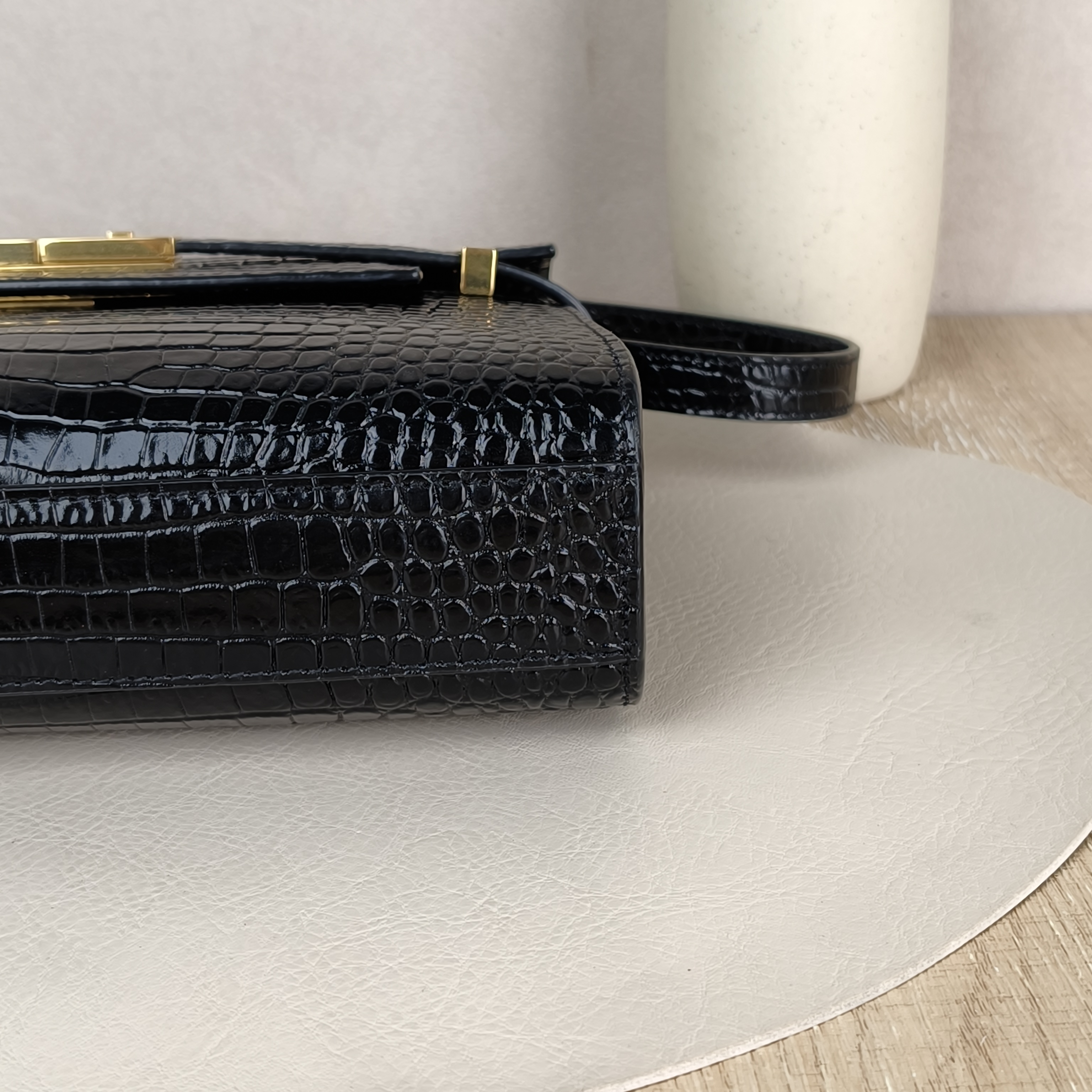 SAINT LAURENT Shoulder Bag MANHATTAN Black Calfskin Small24 × 6 × 17.5 cm — cover view 9 of 9