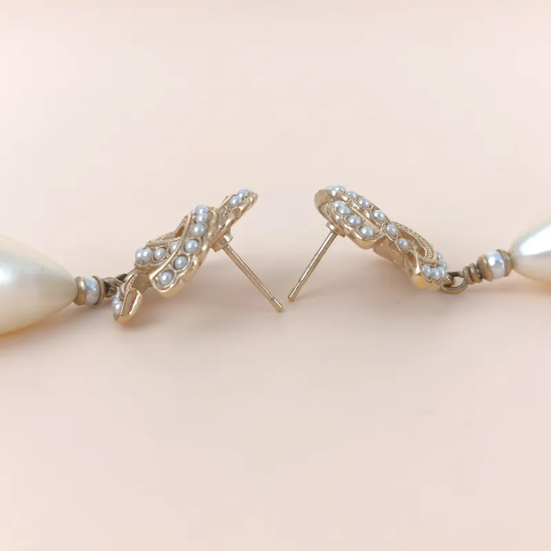 Chanel Earrings c Pearl Earrings Gold One Size — cover view 4 of 8
