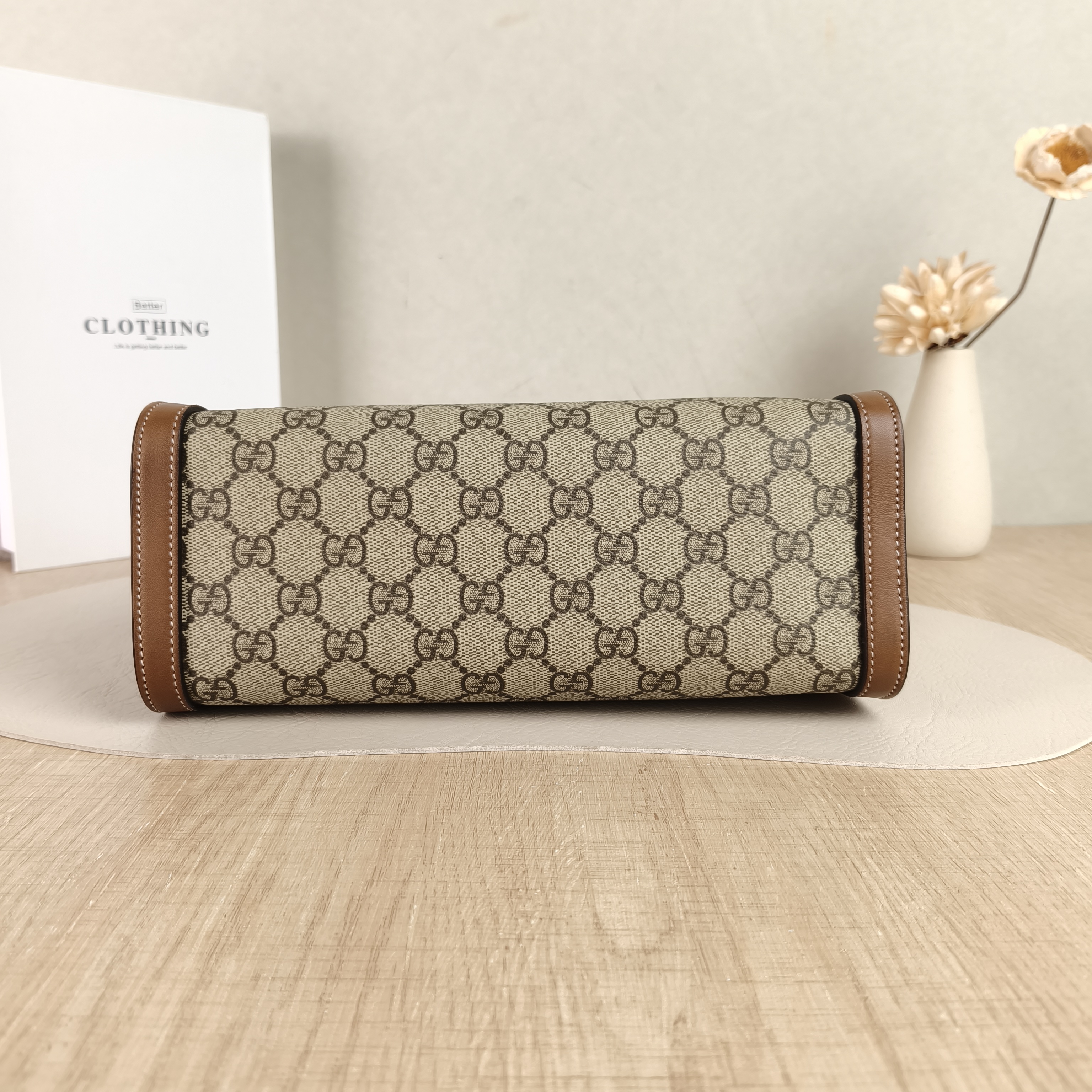 GUCCI Crossbody Bag Padlock Top Handle Bag Brown Monogram PVC · Calfskin Medium25.5 × 10 × 17.5 cm — cover view 3 of 5