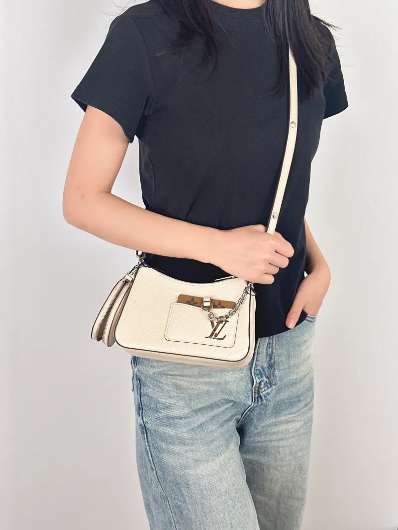 Louis Vuitton Shoulder Bag MARELLINI White Epi Embossed Calfskinmini19 × 6.5 × 13.5 cm — on-model view 1 of 3