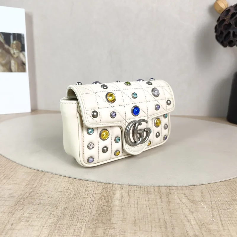 GUCCI Crossbody Bag GG Marmont Mini Marmont Mini White Calfskin Mini 16.5 × 4.5 × 9.5 cm — cover view 5 of 5