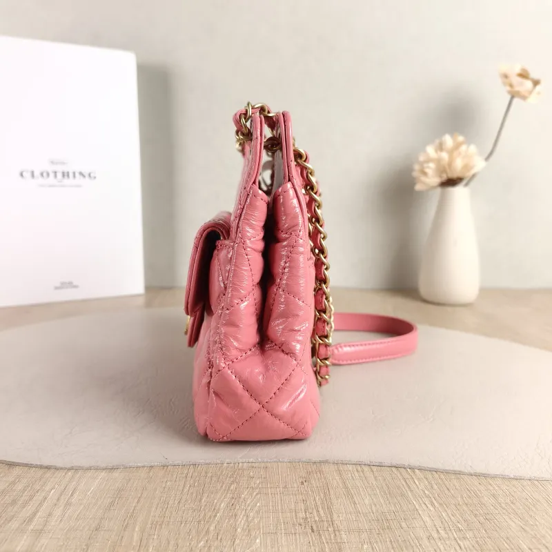 Chanel Crossbody Bag HOBO Pink Waxed Leather Small 19 × 6 × 17 cm — detail view 9 of 13