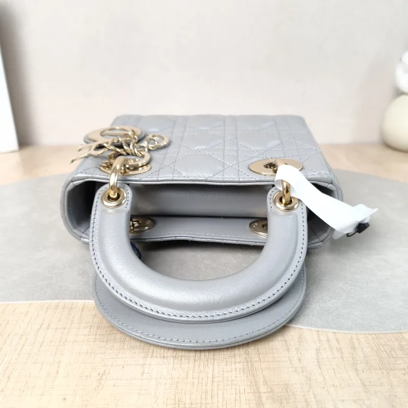 DIOR Crossbody Bag Lady Lady Dior Bag Grey Lambskin Mini 17 × 7 × 15 cm — detail view 2 of 12