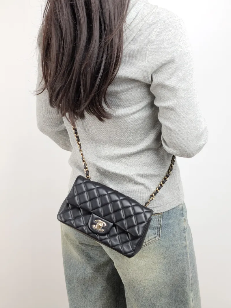 Chanel Crossbody Bag Classic Flap Large Mini CF Mini Black SL ambskin mini 20 × 6 × 12 cm — on-model view 1 of 2