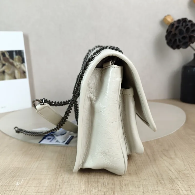 SAINT LAURENT Crossbody Bag Niki D White Waxed Leather Small 21 × 7.5 × 16 cm — detail view 2 of 12