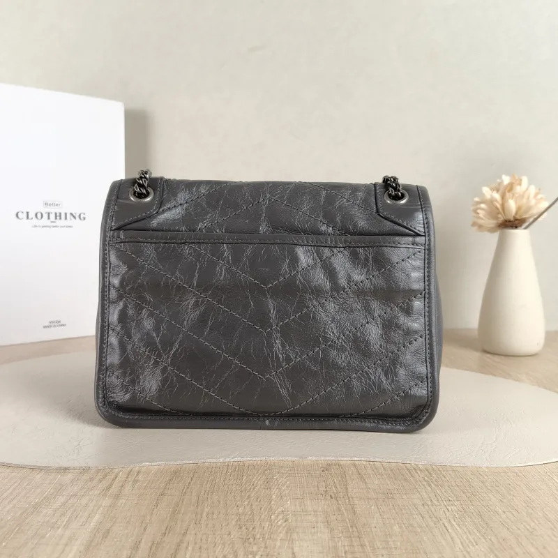 SAINT LAURENT Crossbody Bag Niki D Dark Grey Waxed Leather Calfskin Small21 × 7.5 × 16 cm — cover view 3 of 5