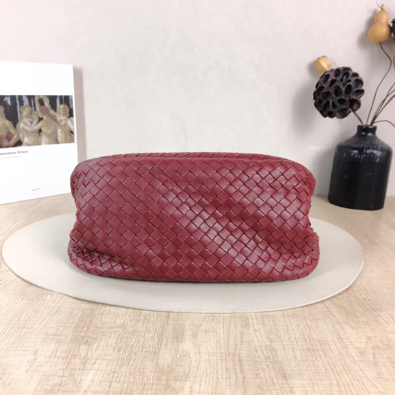 Bottega Veneta Top Handle Bag Woven Top Handle Bag Red Lambskin 30 × 16 × 17 cm — cover view 5 of 5