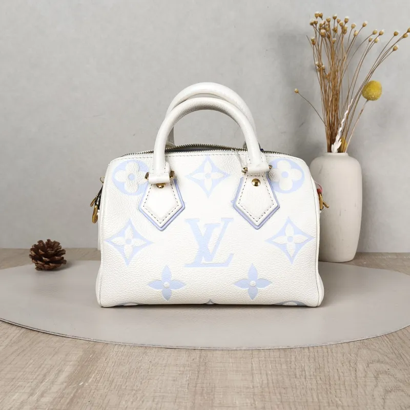 Louis Vuitton Crossbody Bag Speedy20 White · Blue Empreinte Embossed Calfskin Small 20.5 × 12 × 13.5 cm