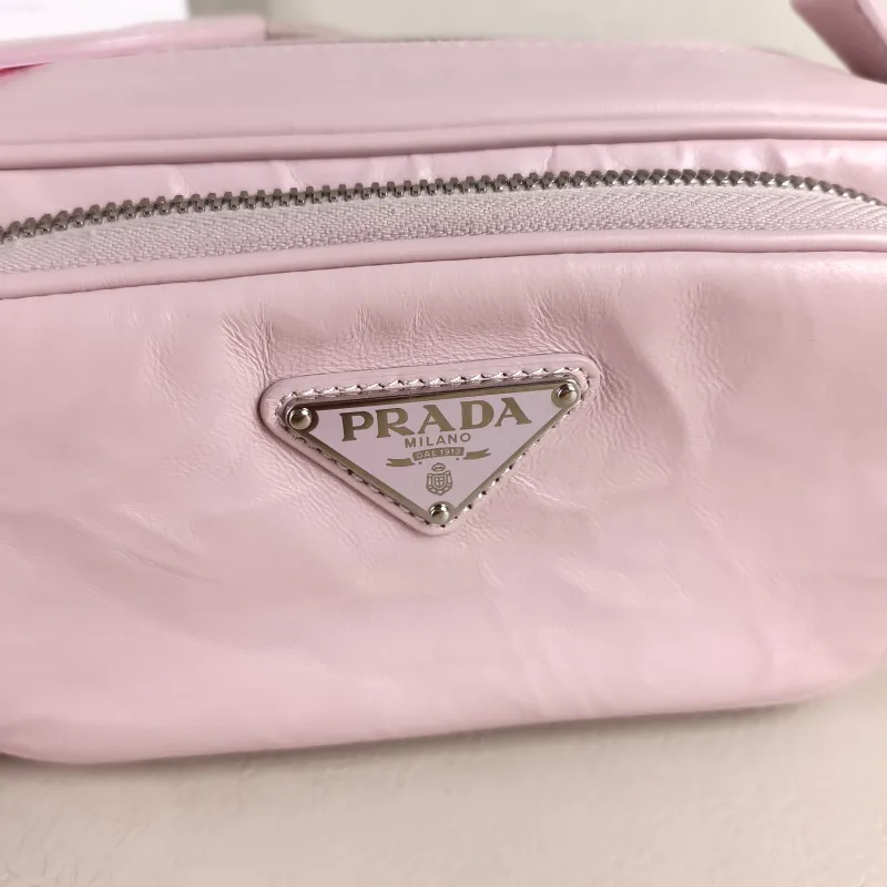 PRADA Crossbody Bag Camera Bag Pink Lambskin One Size 23 × 7 × 10 cm — detail view 8 of 13
