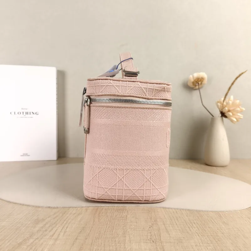 DIOR Top Handle Bag Travel Vanity Cosmetic Bag Pink Canvas Medium24.5 × 13.5 × 17 cm — detail view 11 of 12