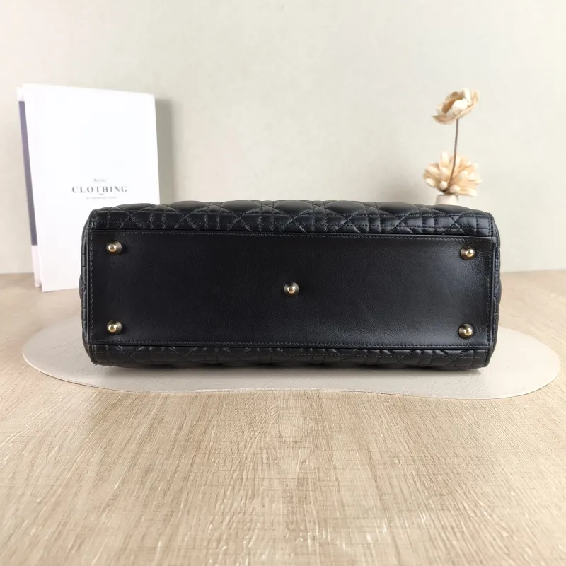 DIOR Top Handle Bag Lady Lady Dior Bag Black Lambskin Large 32 × 11 × 25 cm — cover view 5 of 5