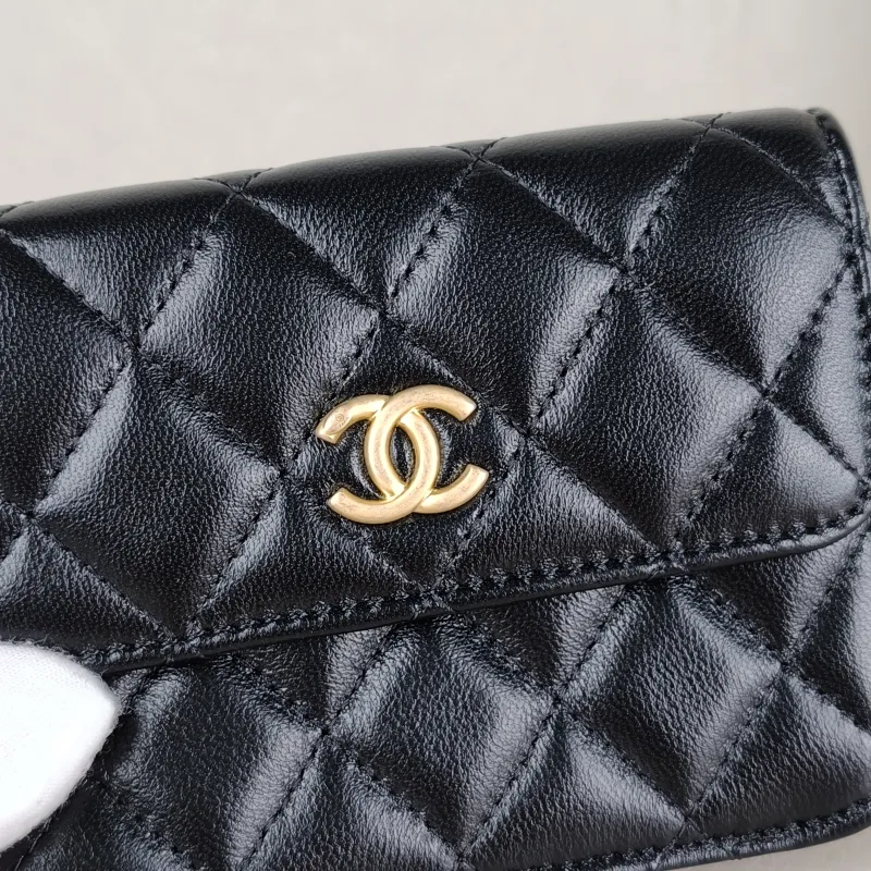 Chanel Crossbody Bag Crossbody Bag Black with Gold-Tone Hardware Lambskinmini12 × 2.5 × 9.5 cm — detail view 13 of 14