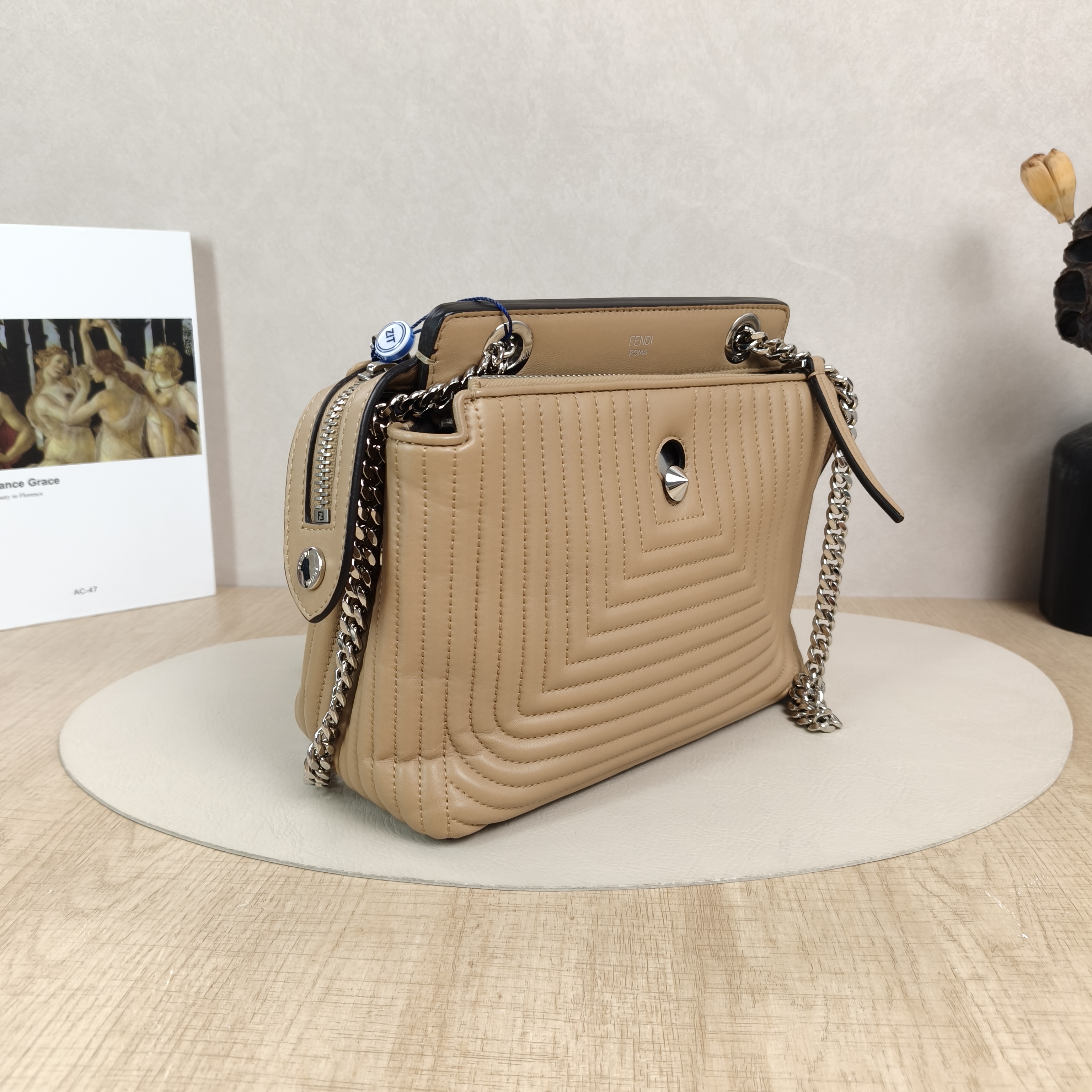 FENDI Crossbody Bag Crossbody Bag Taupe Calfskin One Size23 × 11 × 17 cm — cover view 5 of 5