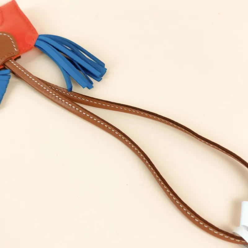 Hermès Charm Charm Red · Blue Lambskin Small — cover view 2 of 7