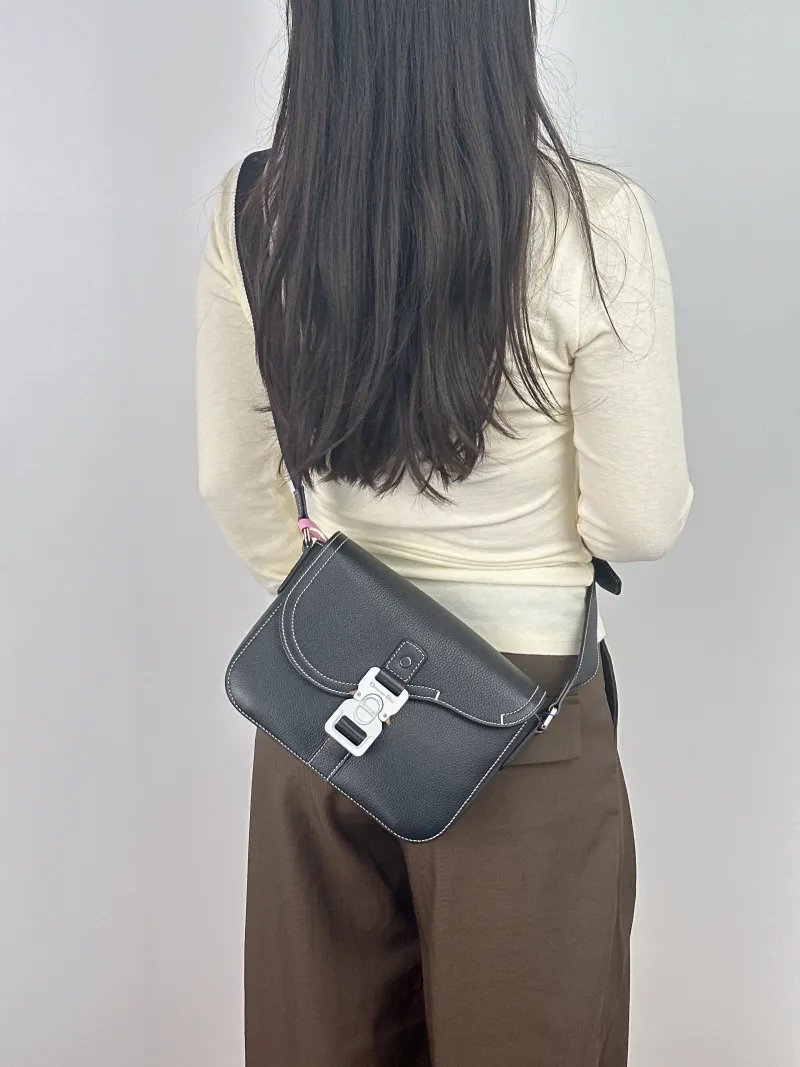 DIOR Crossbody Bag Black Calfskin Small 23 × 6 × 17.5 cm — on-model view 2 of 2