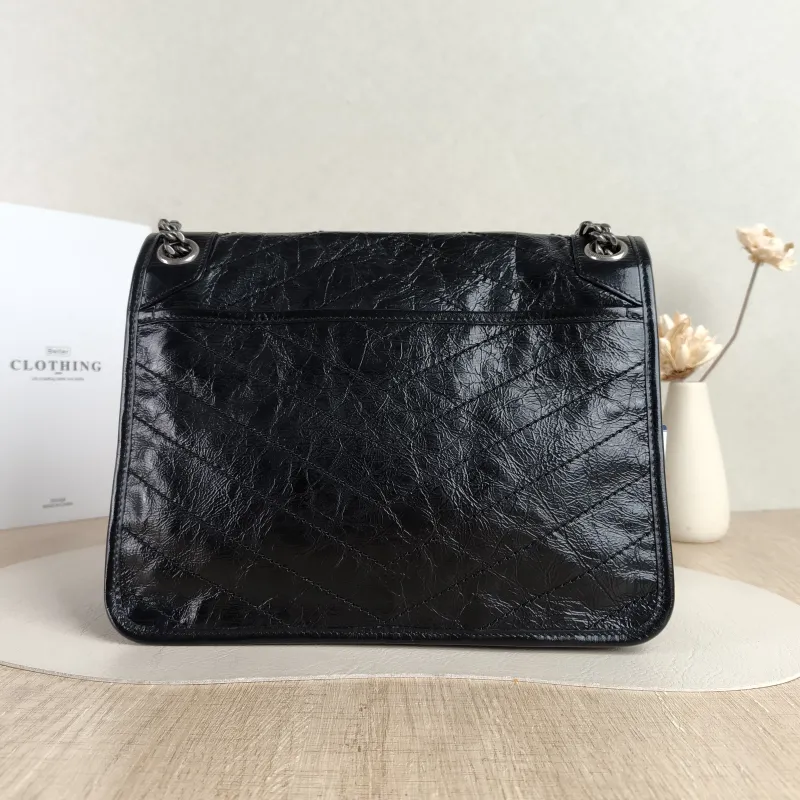 SAINT LAURENT Crossbody Bag Niki D Waxed Leather Calfskin Medium 28 × 8.5 × 20 cm — cover view 3 of 5
