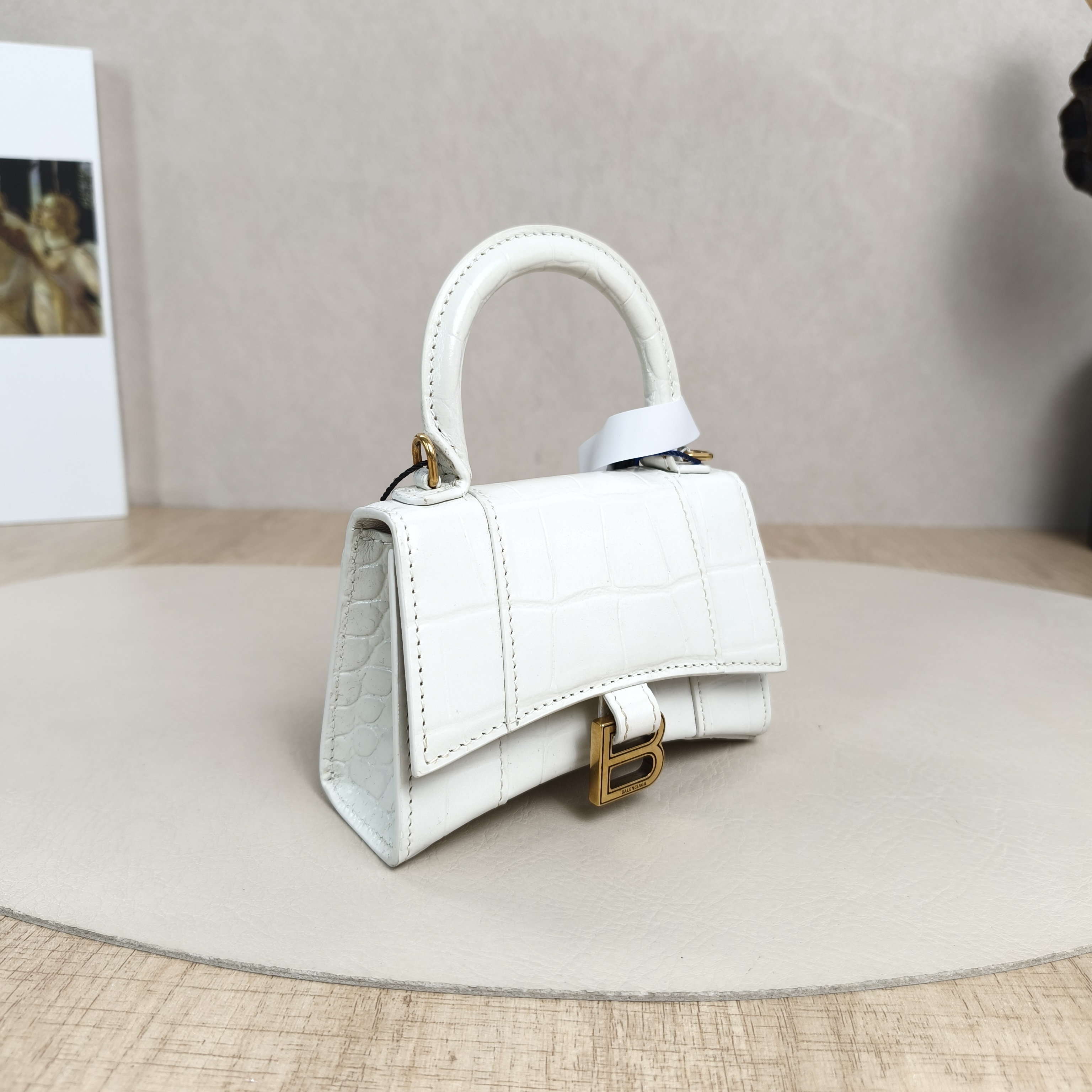 BALENCIAGA Crossbody Bag Hourglass Hourglass Bag White Calfskin Mini12 × 5.5 × 8 cm — cover view 3 of 5