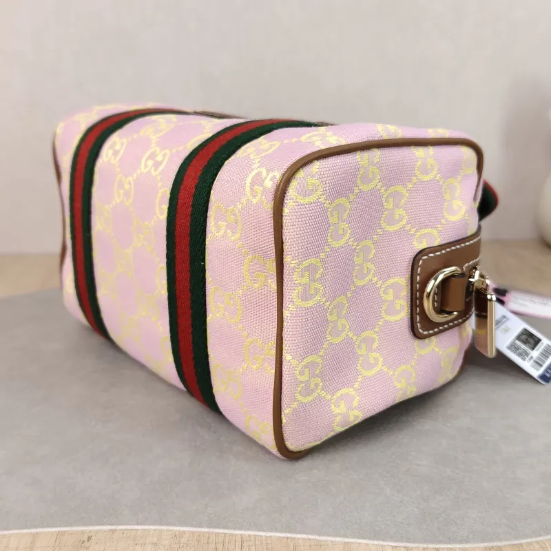 GUCCI Top Handle Bag Ophidia Pink Canvas One Size 20 × 12 × 13 cm — detail view 7 of 11