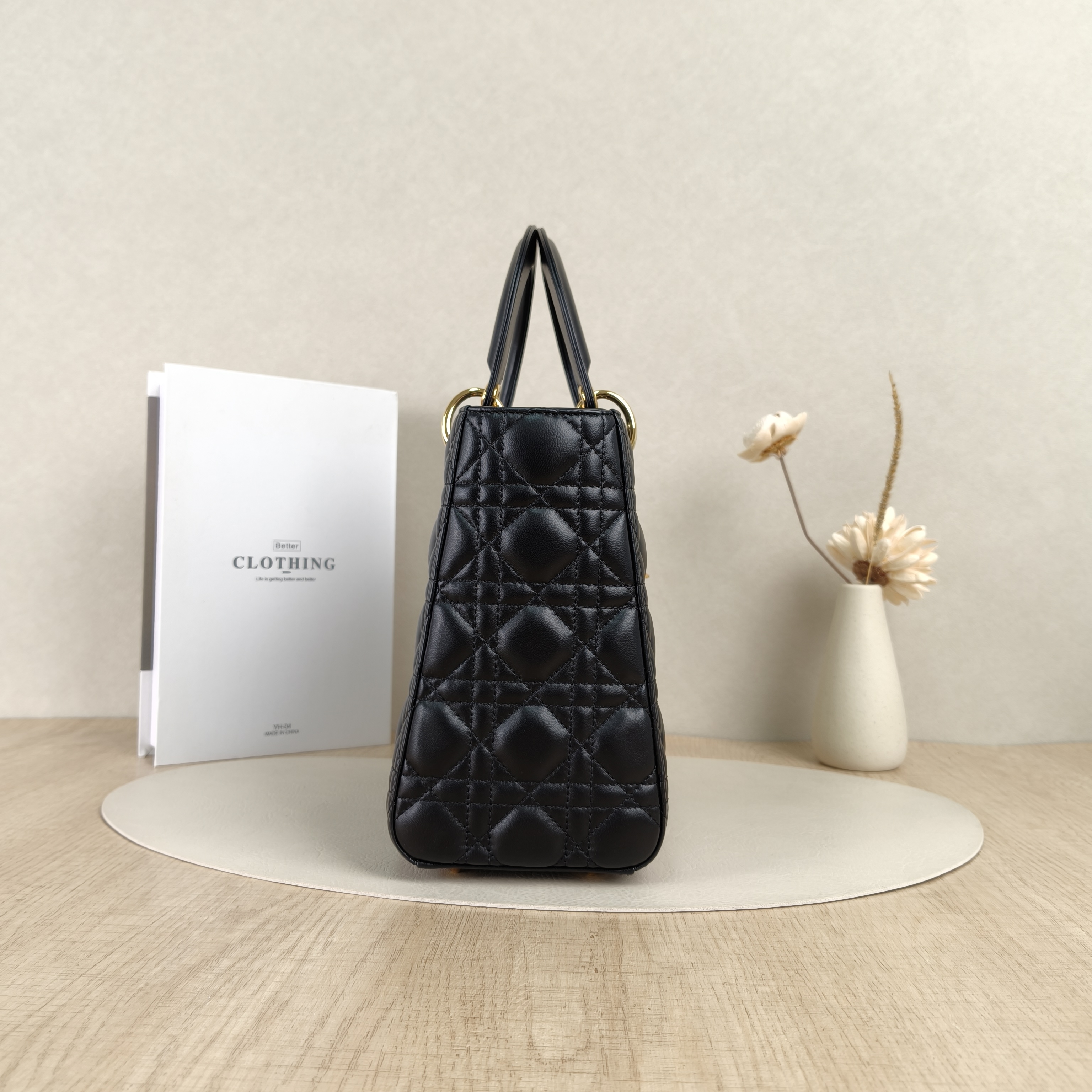 DIOR Top Handle Bag Lady Lady Dior Bag Black SL ambskin Medium24 × 12 × 21 cm — cover view 8 of 8