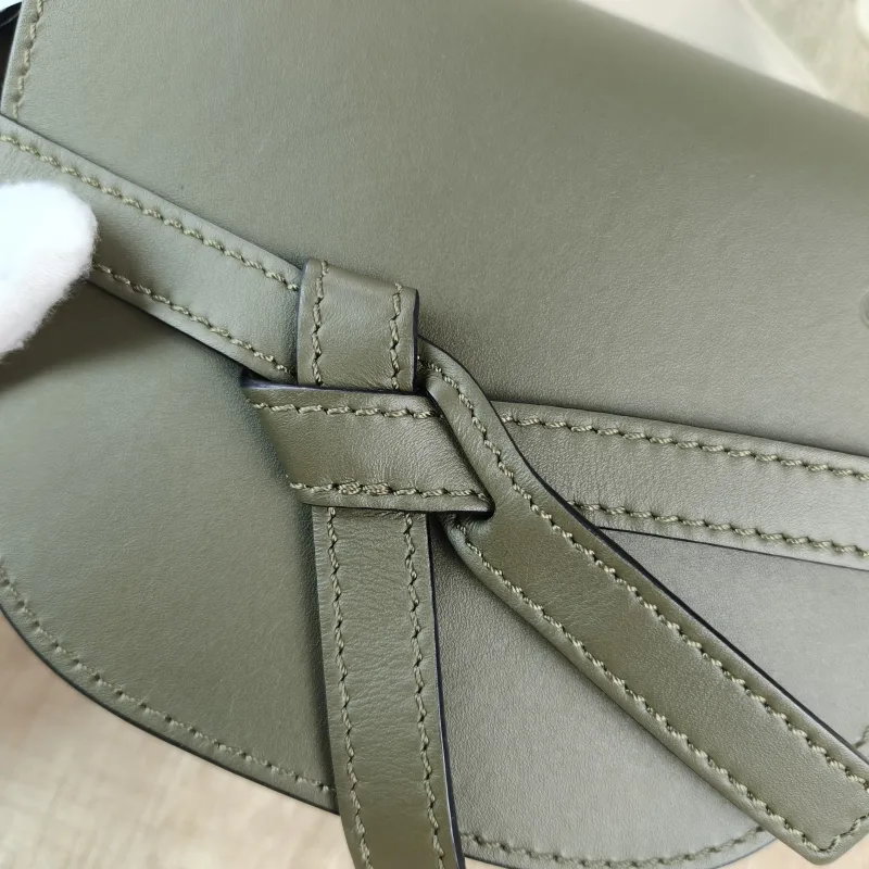 LOEWE Crossbody Bag Gate Dual Green Calfskin Mini 21 × 9.5 × 12.5 cm — detail view 9 of 12