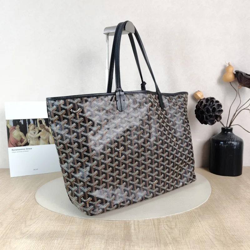 GOYARD Shoulder Bag SAINT LOUIS Shopping Tote Black PVC Small 34 × 15 × 28 cm — cover view 5 of 5