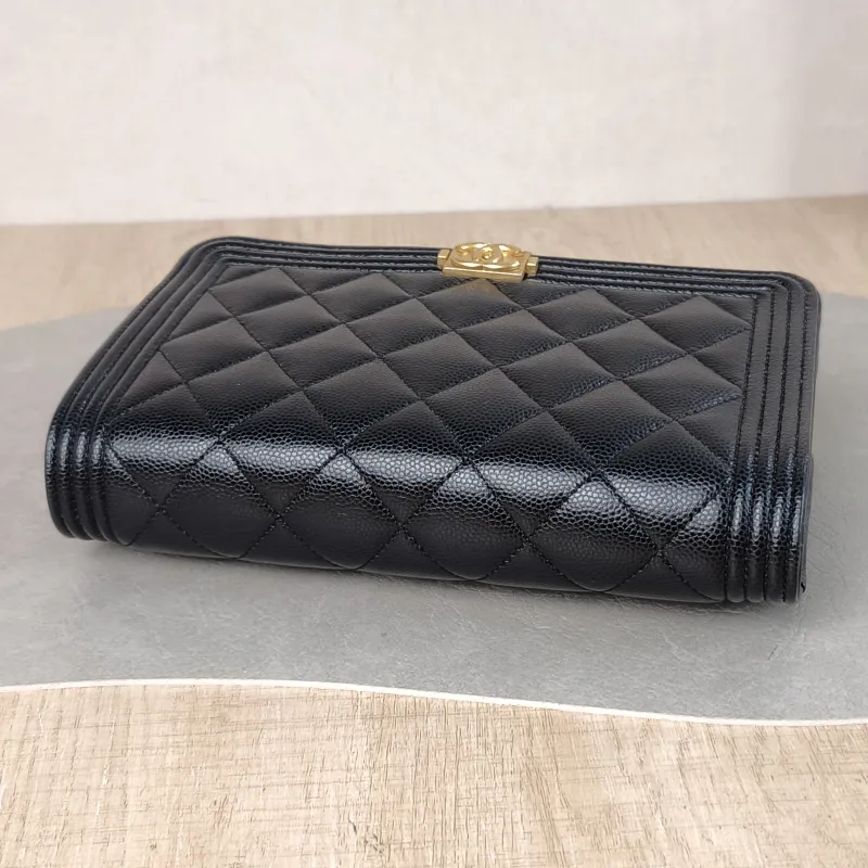 Chanel Crossbody Bag Le Boy​ WOC Black Grained Calfskin Mini 19.2 × 3.5 × 12.3 cm — detail view 10 of 13