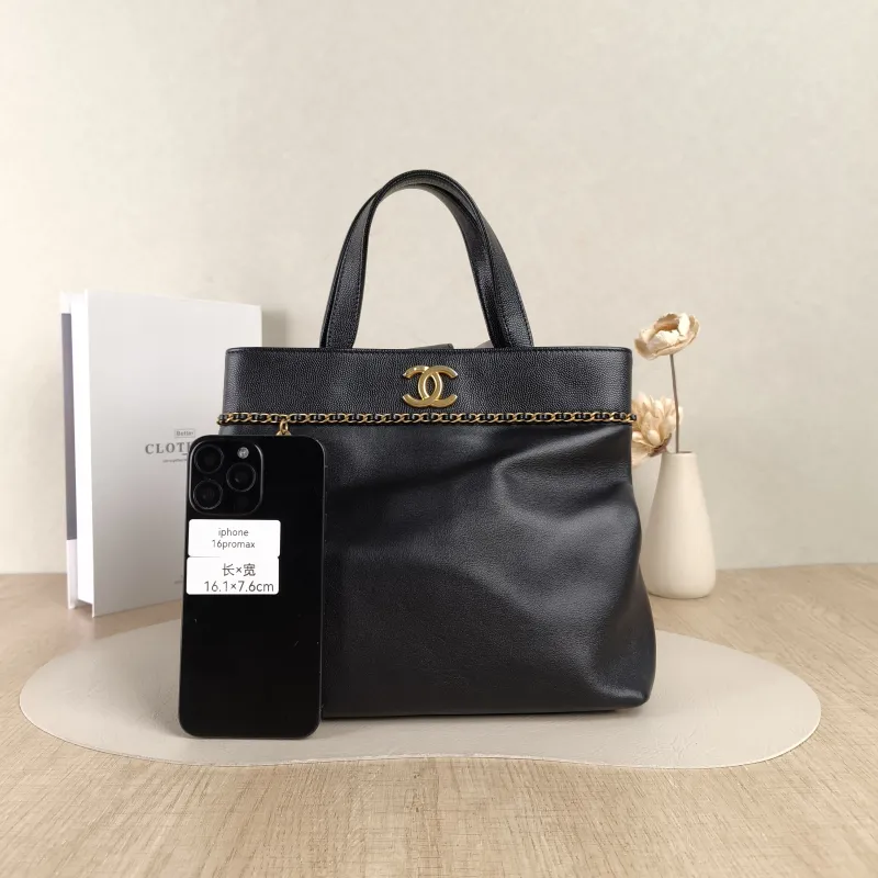 Chanel Shoulder Bag Tote Bag Black Calfskin One Size25 × 8 × 23 cm — cover view 5 of 5