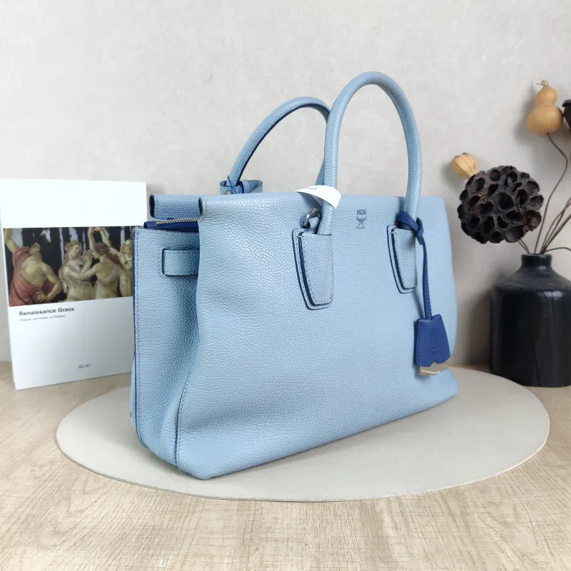 MCM Shoulder Bag Tote Bag Blue Calfskin Large34 × 15 × 22 cm — cover view 5 of 5