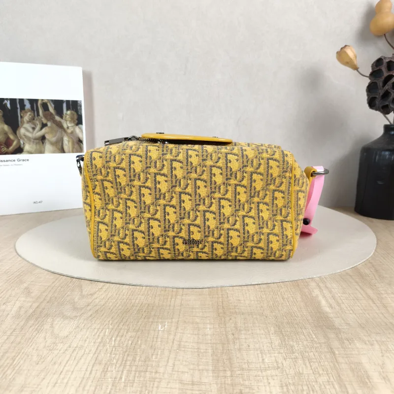 DIOR Crossbody Bag Lingot 22 Shoulder Bag Yellow Canvas One Size 22 × 10.5 × 12.5 cm