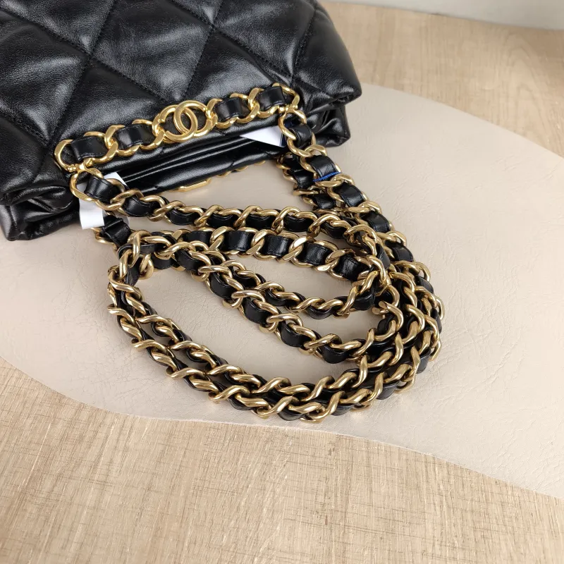 Chanel Shoulder Bag 22b Small Shopping Tote Black Lambskin Small 25 × 10 × 20 cm — detail view 9 of 13