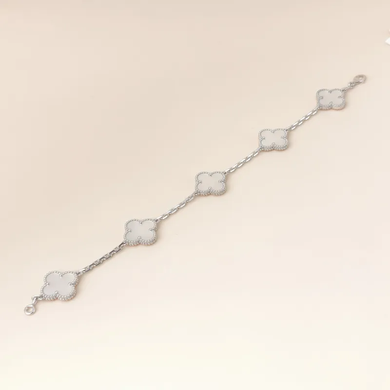 Van Cleef & Arpels Bracelet Alhambra Alhambra Collection Five-Motif Bracelet Pearl · White Mother-of-Pearl 18KW hite Gold Vintage Small 19cm — cover view 5 of 11
