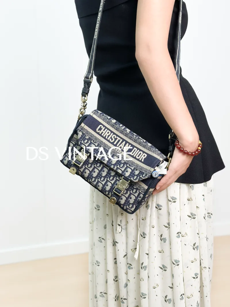 DIOR Crossbody Bag camp Messenger Bag Blue Canvas Small 23 × 8 × 15 cm — on-model view 3 of 3