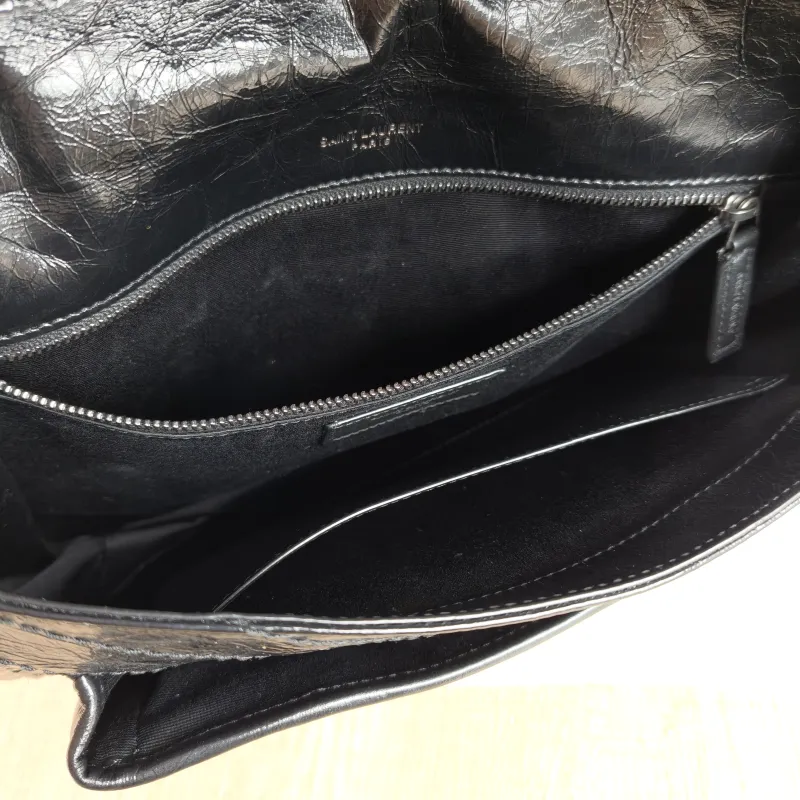SAINT LAURENT Crossbody Bag Niki D Waxed Leather Calfskin Medium 28 × 8.5 × 20 cm — detail view 9 of 14