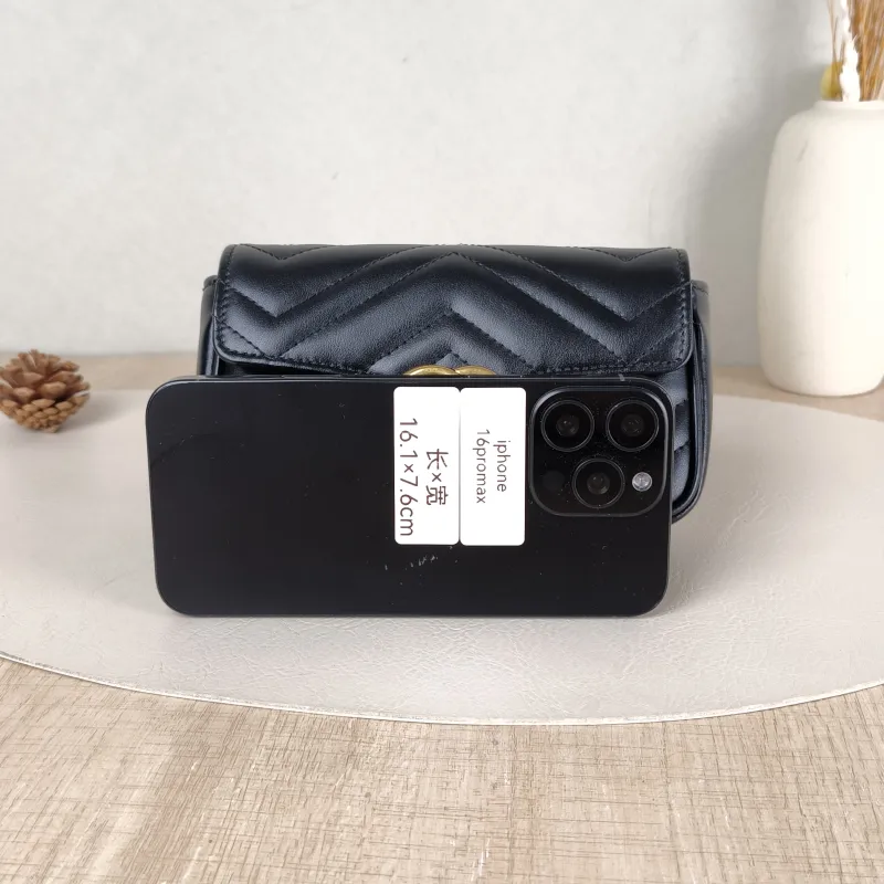 GUCCI Crossbody Bag GG Marmont Mini Marmont Mini Black with Gold-Tone Hardware Calfskinmini16.5 × 4.5 × 9.5 cm — cover view 4 of 5