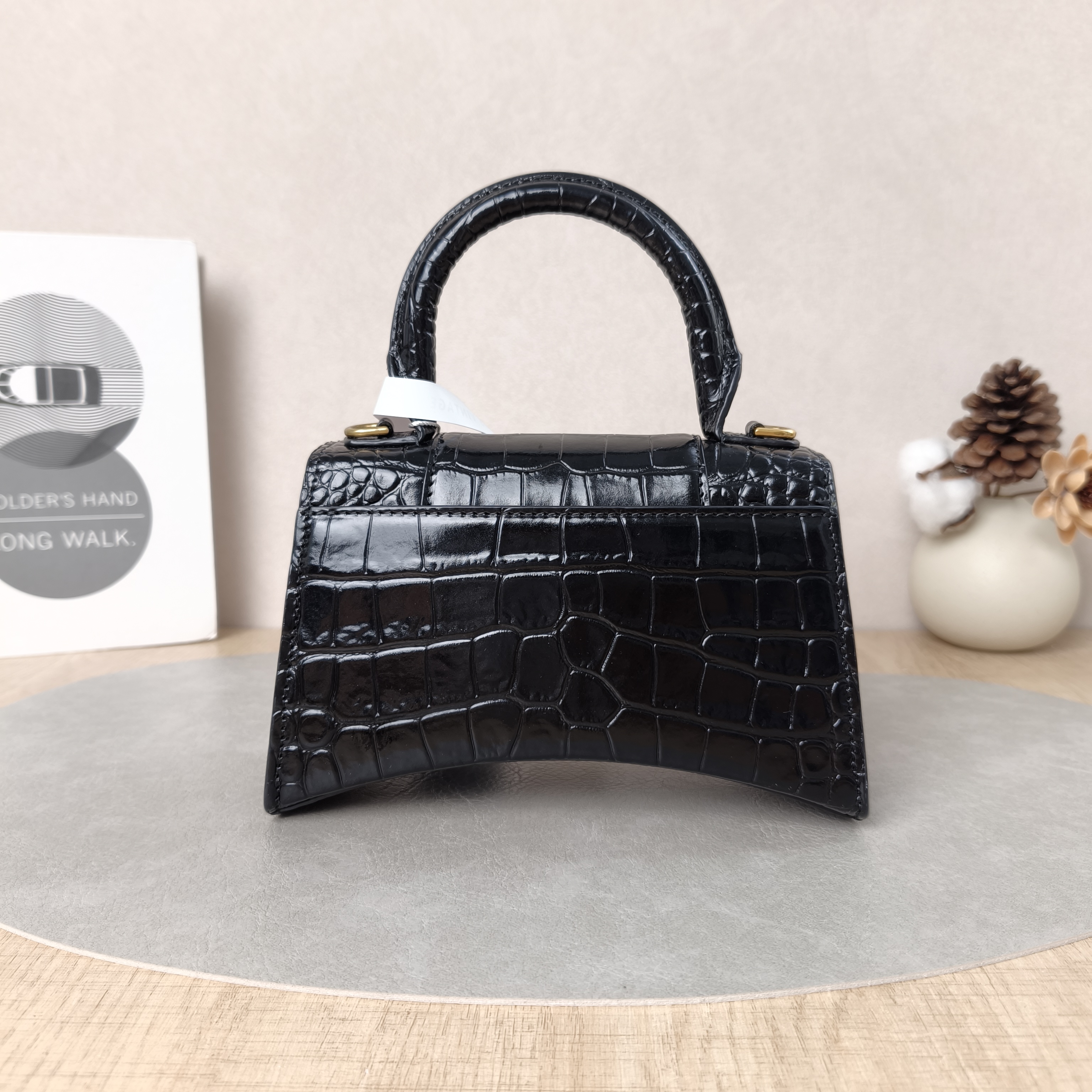BALENCIAGA Crossbody Bag Hourglass Hourglass Bag Black CC alfskinmini19 × 8 × 13 cm — cover view 2 of 6