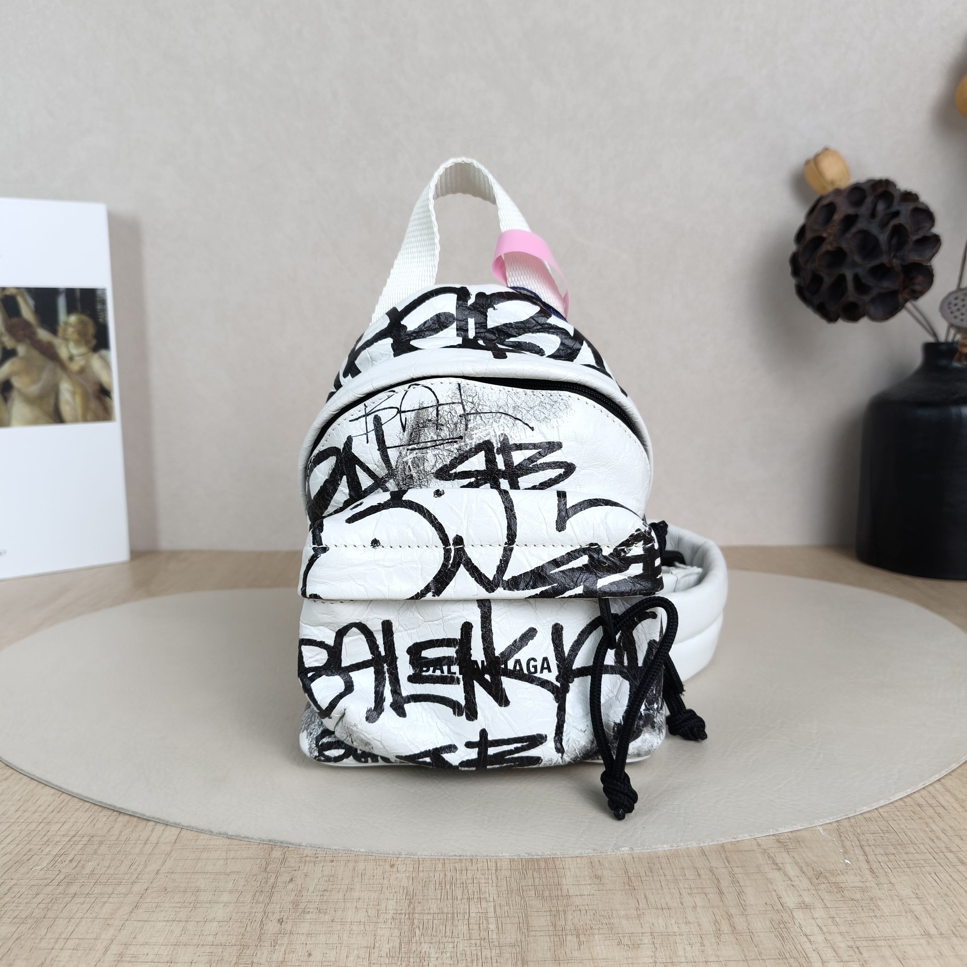 BALENCIAGA Backpack Backpack White Waxed Leathermini14 × 5 × 17 cm