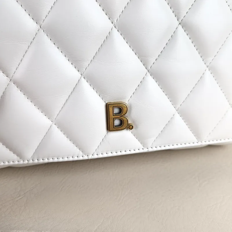 BALENCIAGA Crossbody Bag B Bag Crossbody Bag White Calfskin One Size 24 × 7 × 20 cm — detail view 9 of 12
