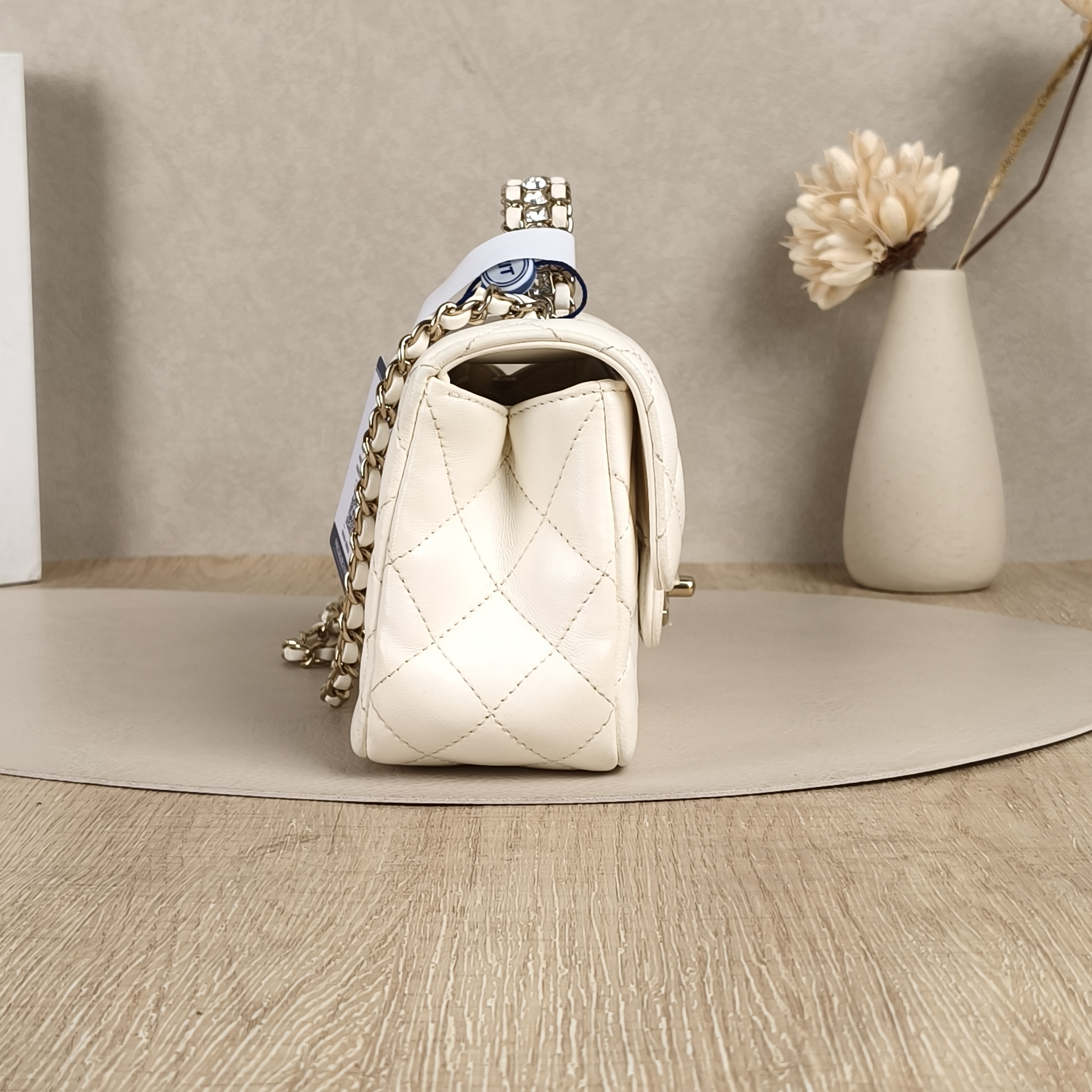 Chanel cf mini White Lambskin Microchip Edition · Dust Bag · Box · 18 × 7.5 × 12 cm — cover view 5 of 9