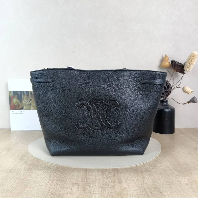 CELINE Shoulder Bag Cabas Anais Tote Bag Black Calfskin Small28 × 12 × 24 cm
