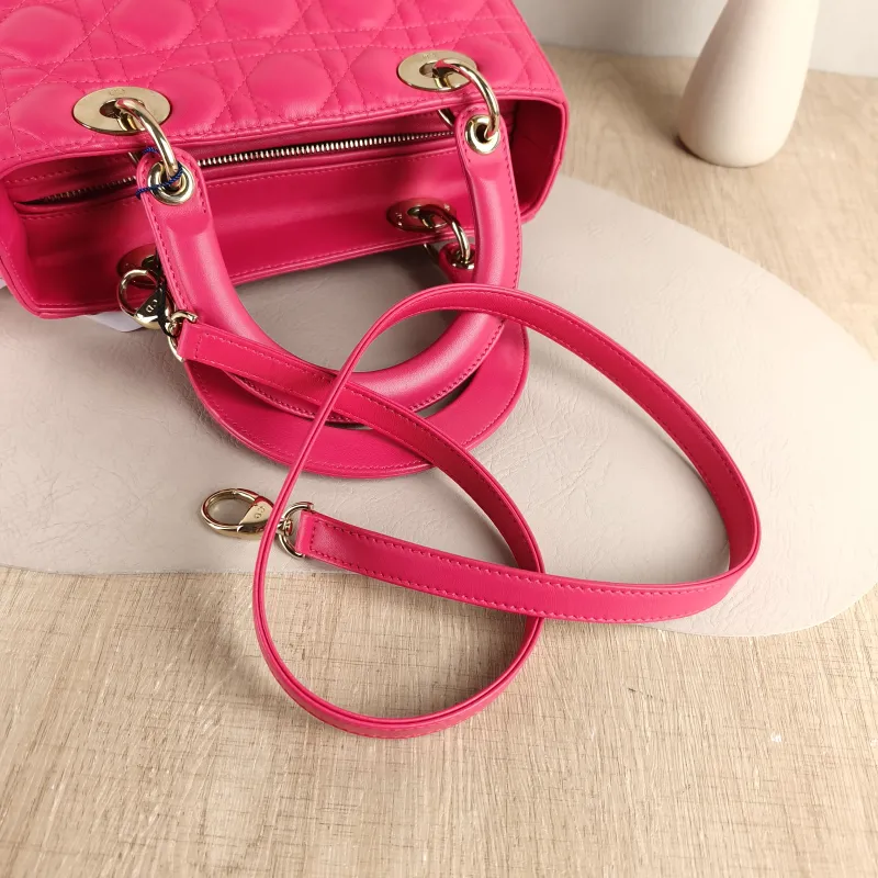 DIOR Top Handle Bag Lady Lady Dior Bag Red Lambskin Medium 24 × 12 × 21 cm — detail view 3 of 10
