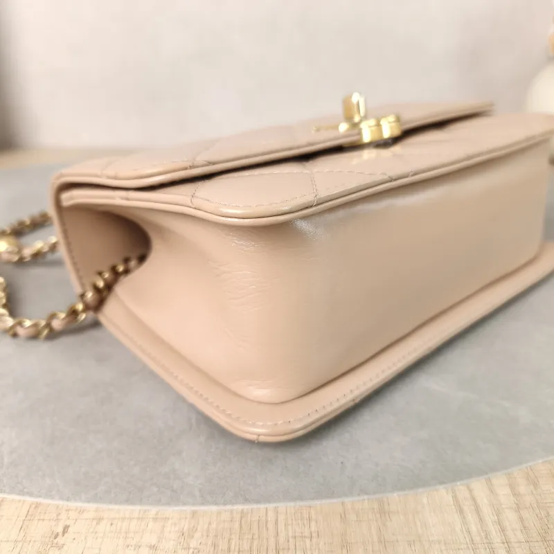 Chanel Crossbody Bag woc Taupe Calfskin One Size19 × 6 × 12 cm — detail view 10 of 12
