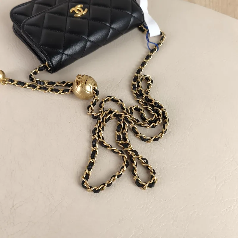 Chanel Crossbody Bag cf Collection Crossbody Bag Black Lambskin One Size 12 × 3 × 9 cm 31 — detail view 7 of 10
