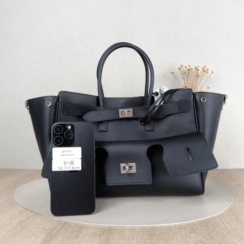 BALENCIAGA Top Handle Bag Bel air Black Calfskin Small 30 × 12 × 20.5 cm — cover view 2 of 5