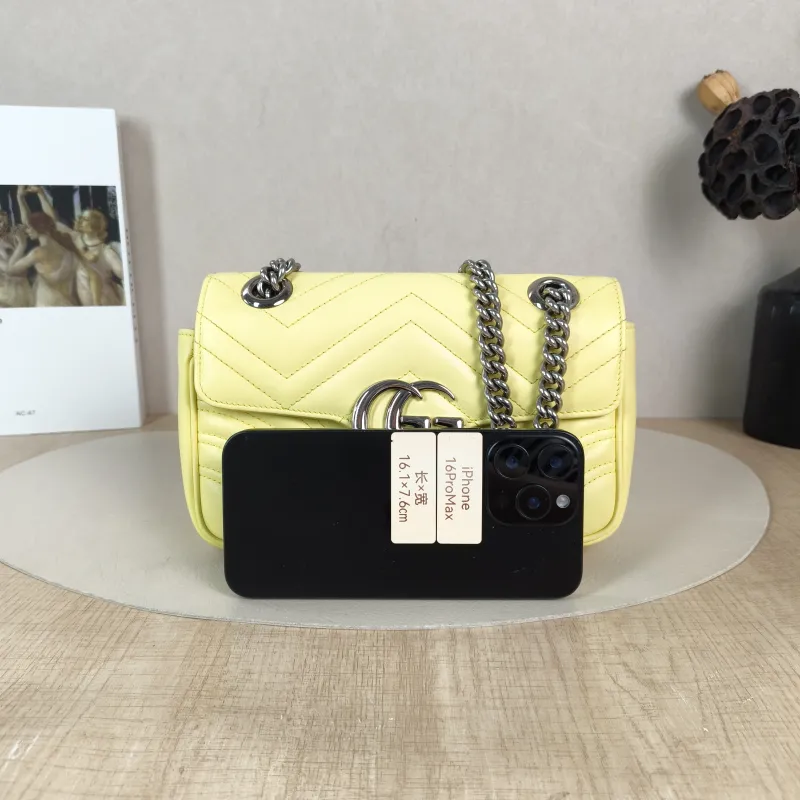 GUCCI Crossbody Bag GG Marmont Small Marmont 22 Yellow Calfskin Small 22 × 6 × 13 cm — cover view 2 of 5